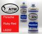 Preview: Porsche, Ruby Red, L6202: 400ml Sprühdose + 400ml Klarlack - Set, von ATW Autoteile West.
